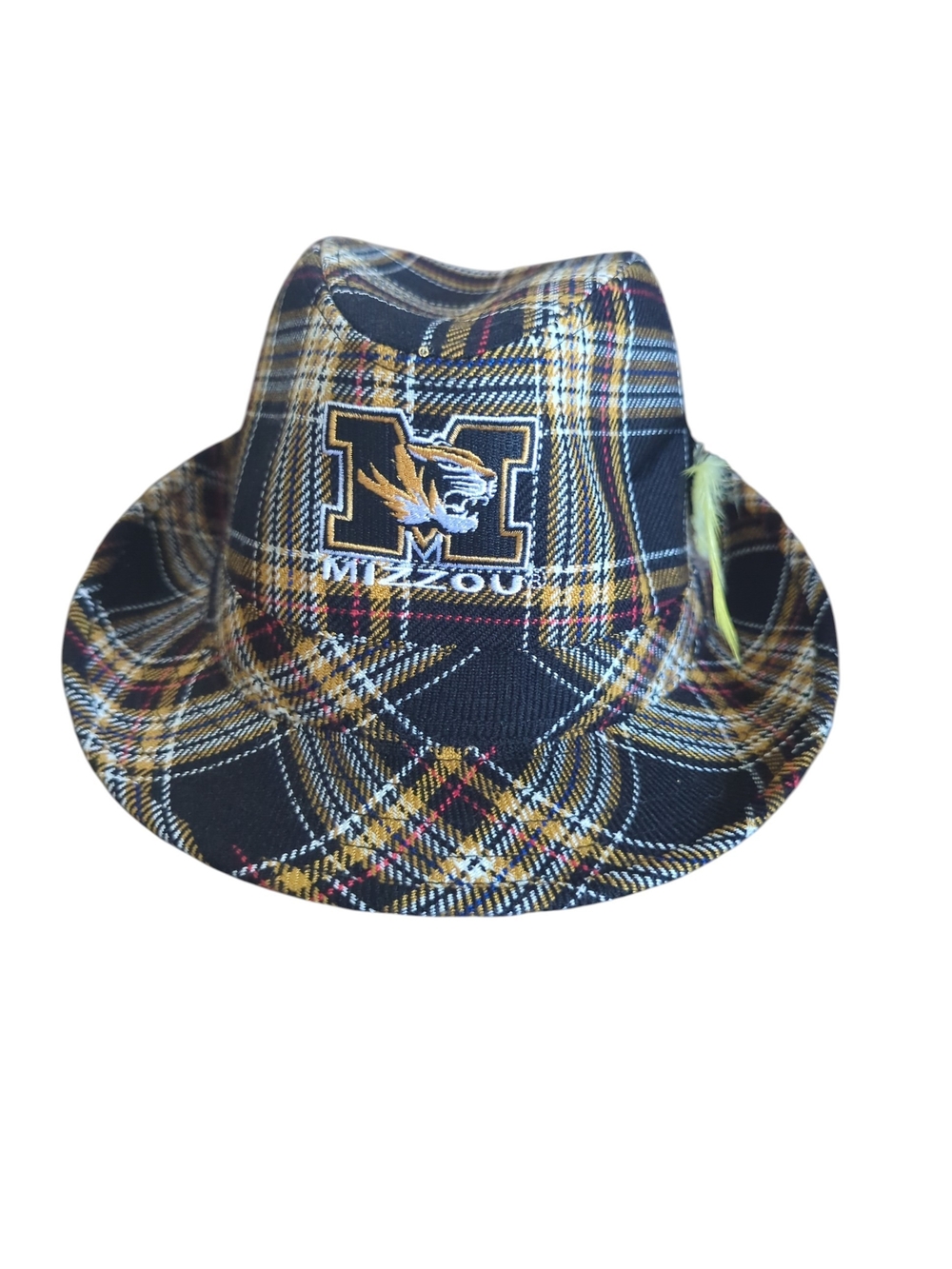 Women Plaid Mizzou Tigers Fedora Hat NWT Black Gold Football School Spirit Small